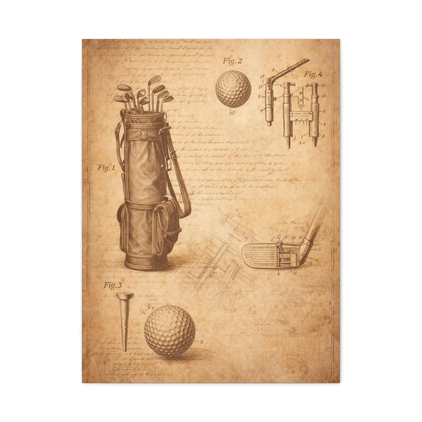 Vintage Golf Equipment Patent Study Wall Art & Canvas Print