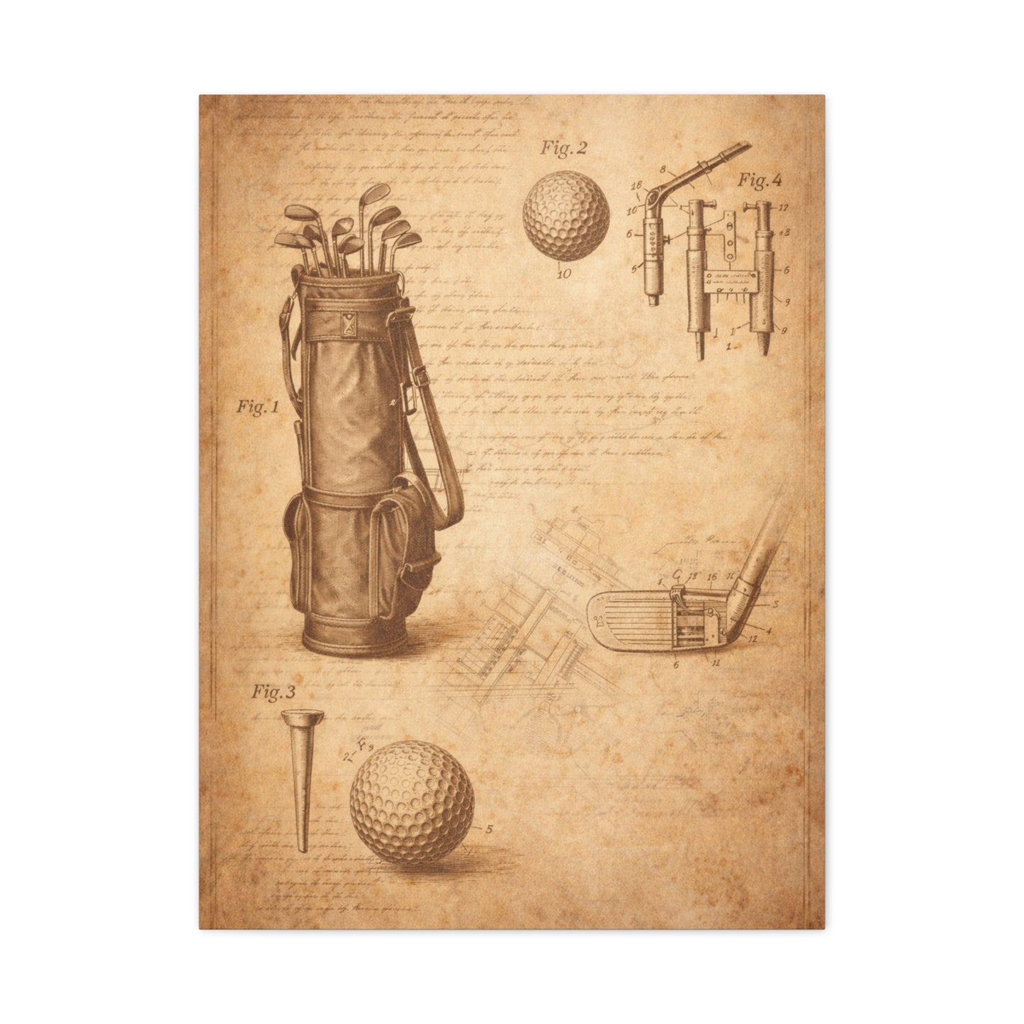 Vintage Golf Equipment Patent Study Wall Art & Canvas Print