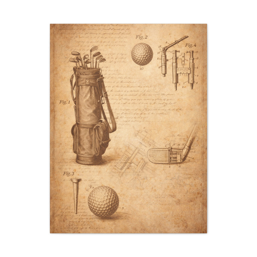 Vintage Golf Equipment Patent Study Wall Art & Canvas Print