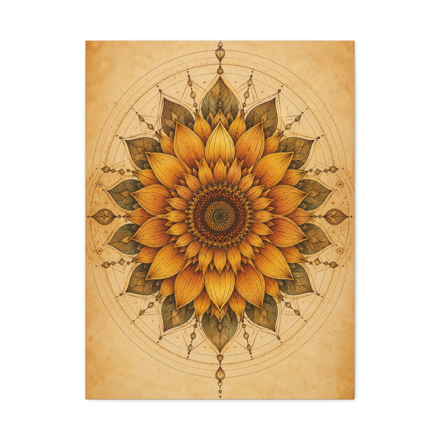 Sacred Sunflower Mandala Wall Art & Canvas Print