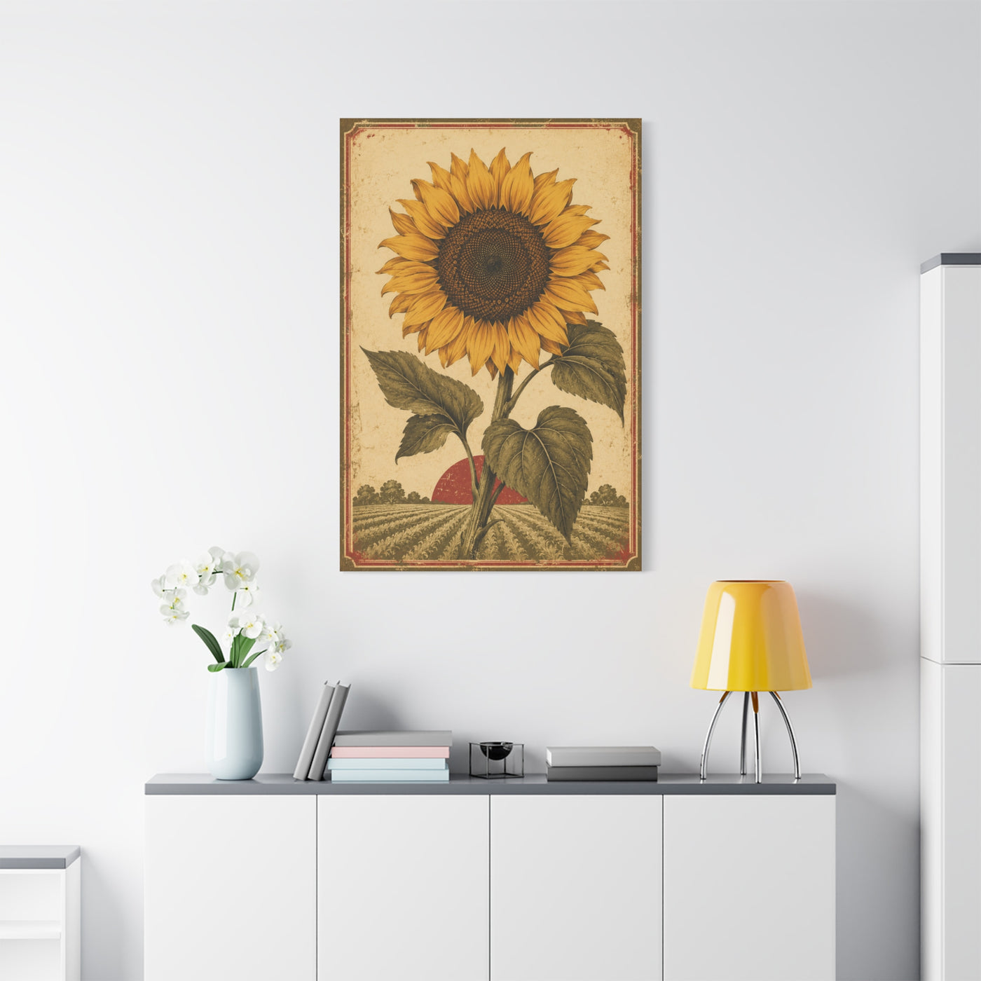 Heritage Field Sunflower Illustration Wall Art & Canvas Print