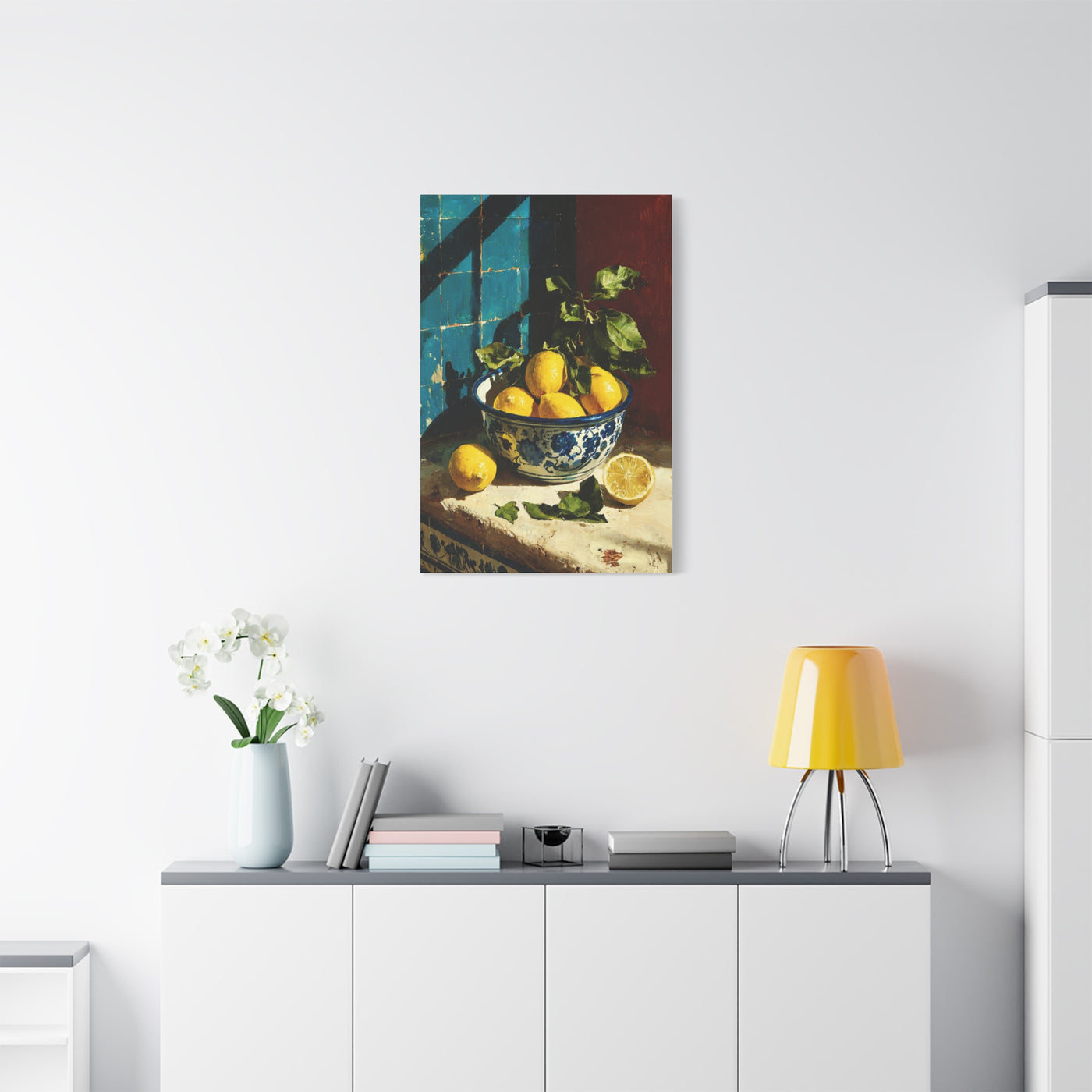 Mediterranean Lemon Bowl Painterly Kitchen Wall Art & Canvas Print