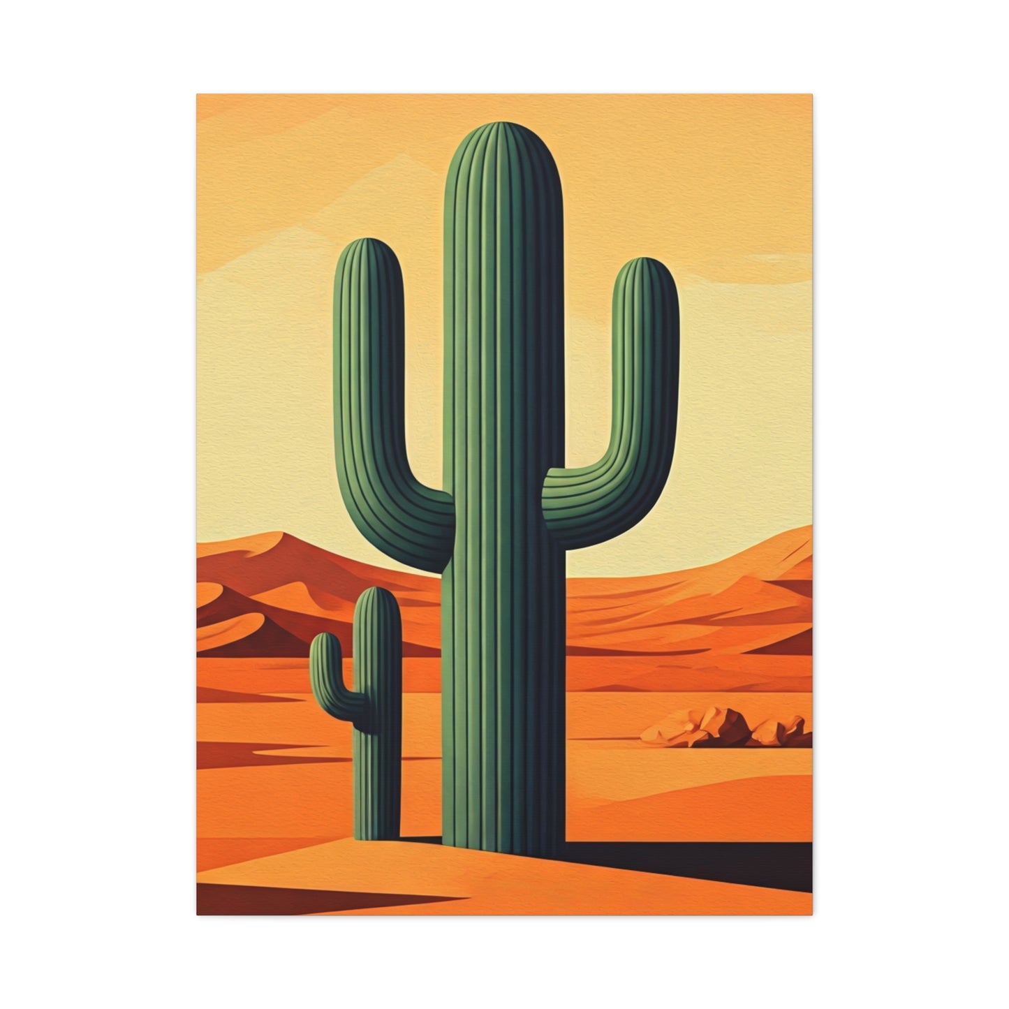 Minimal Desert Saguaro Landscape Illustration Wall Art & Canvas Prints