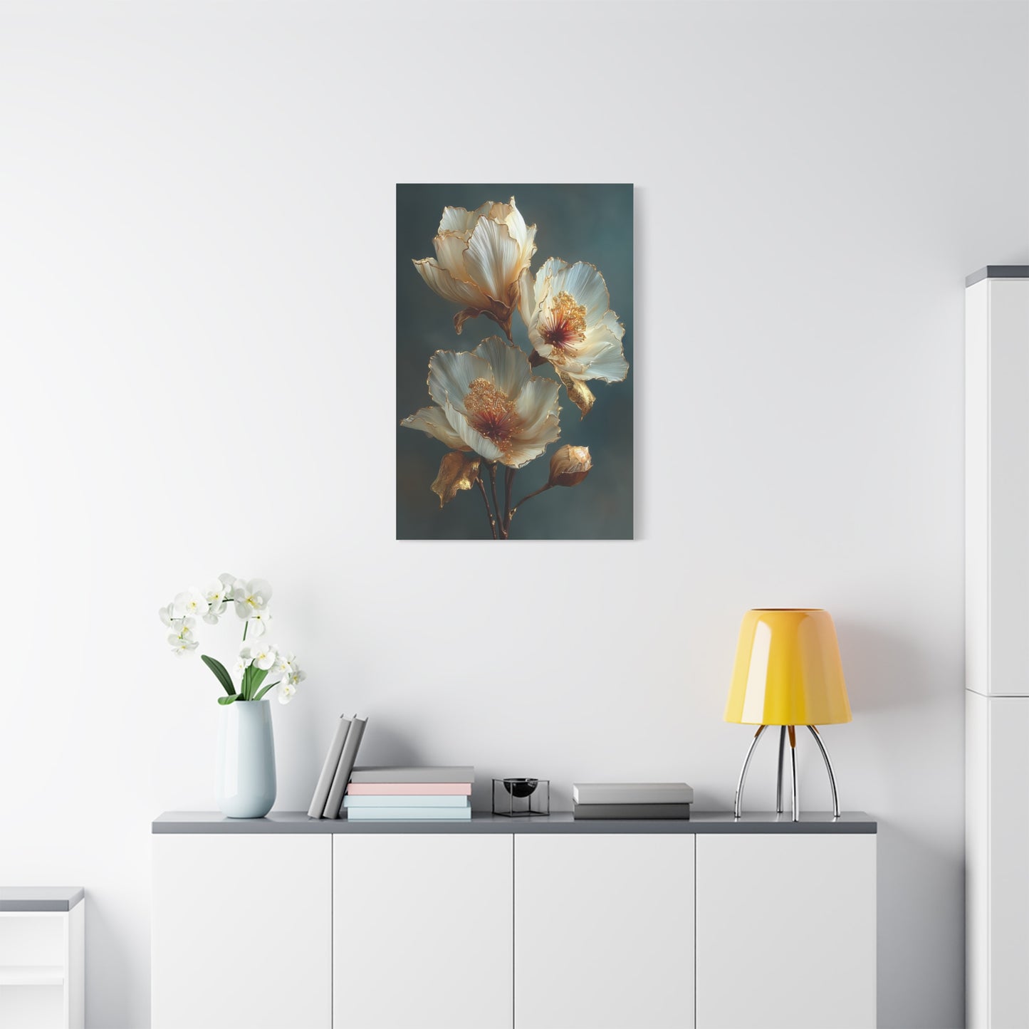 Gold-Edged Floral Elegance Wall Art & Canvas Print