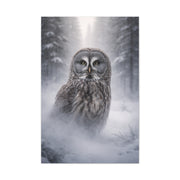 Great Grey Owl Winter Mist Portrait Wall Art & Canvas Print