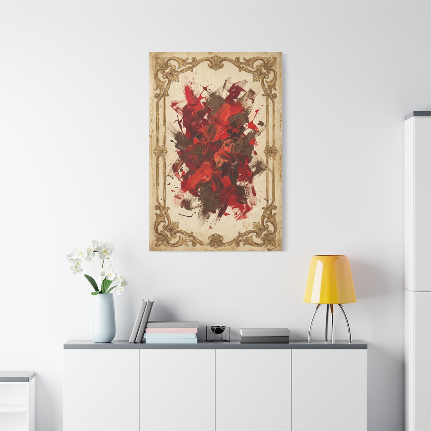 Vintage Framed Red Expressionist Composition Wall Art & Canvas Print