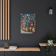 Nordic Winter Village Folk Scene Wall Art & Canvas Print