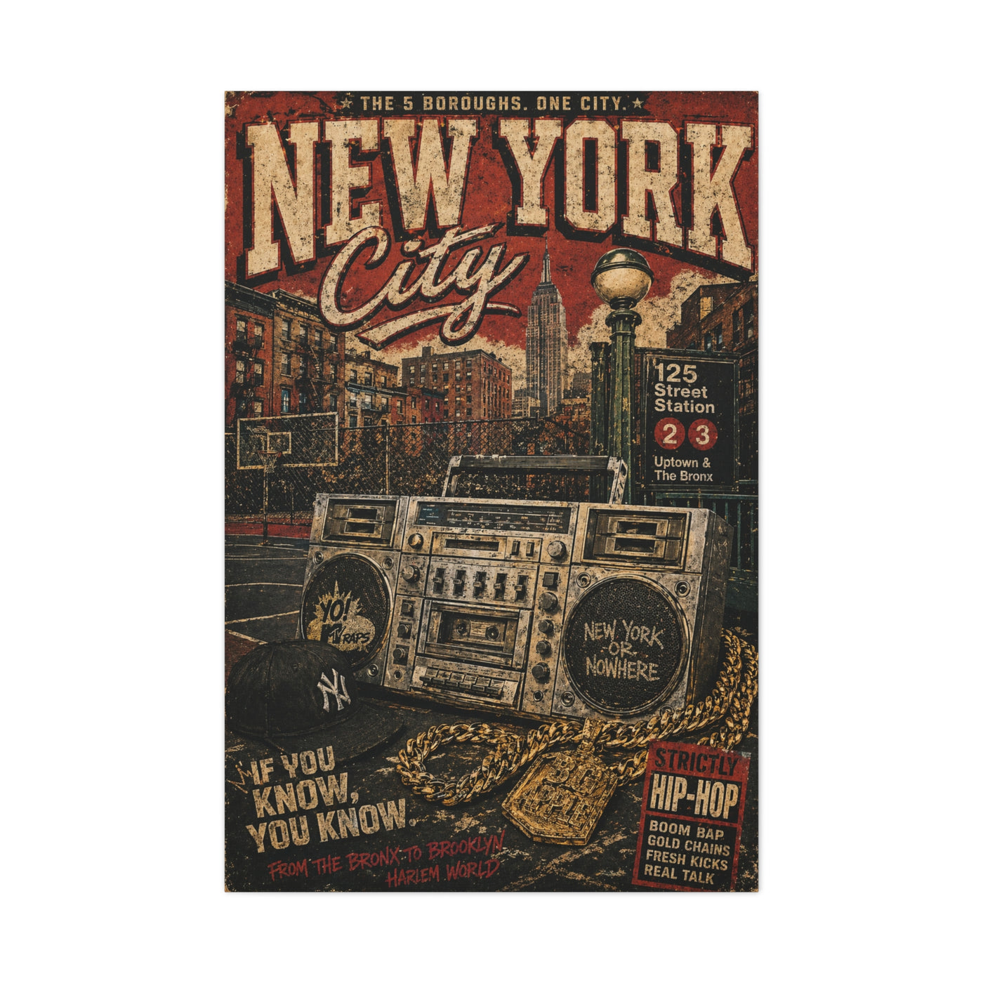 Vintage Hip Hop NYC Poster Scene Wall Art & Canvas Print