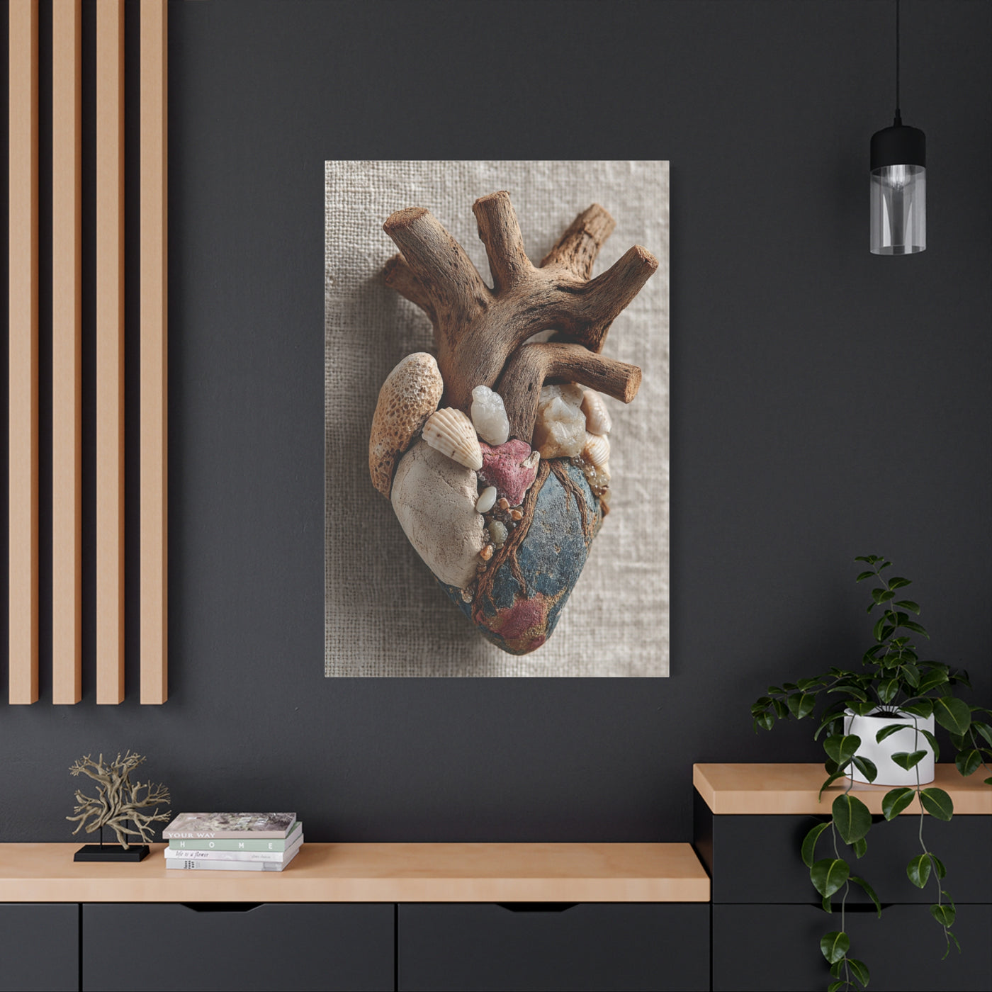 Driftwood Coastal Heart Sculpture Wall Art & Canvas Print