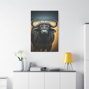 Cape Buffalo Symmetrical Portrait with Golden Backlight Wall Art & Canvas Print