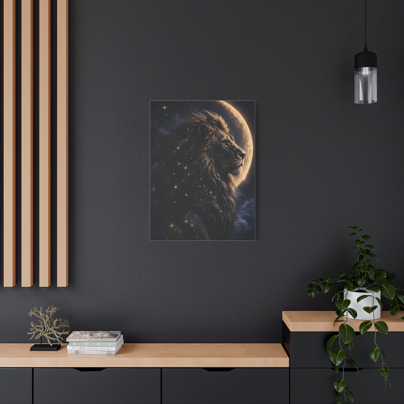 Celestial Lion Moon Constellation Wall Art & Canvas Print