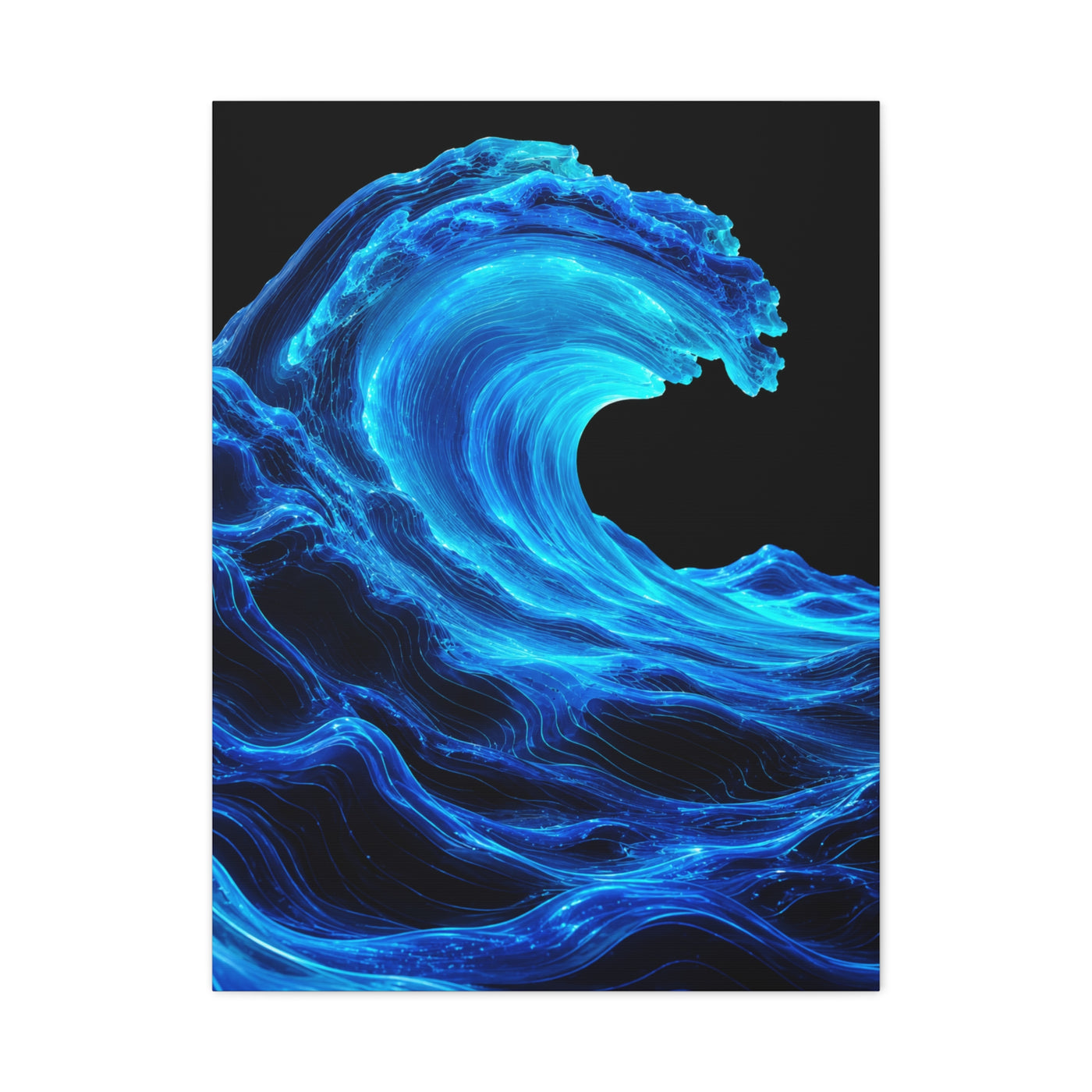 Luminous Neon Blue Wave Energy Wall Art & Canvas Print