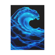 Luminous Neon Blue Wave Energy Wall Art & Canvas Print