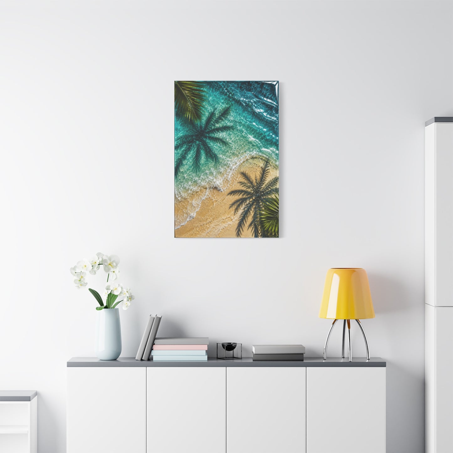 Aerial Coastal Palm Shadows Tropical Wall Art & Canvas Print