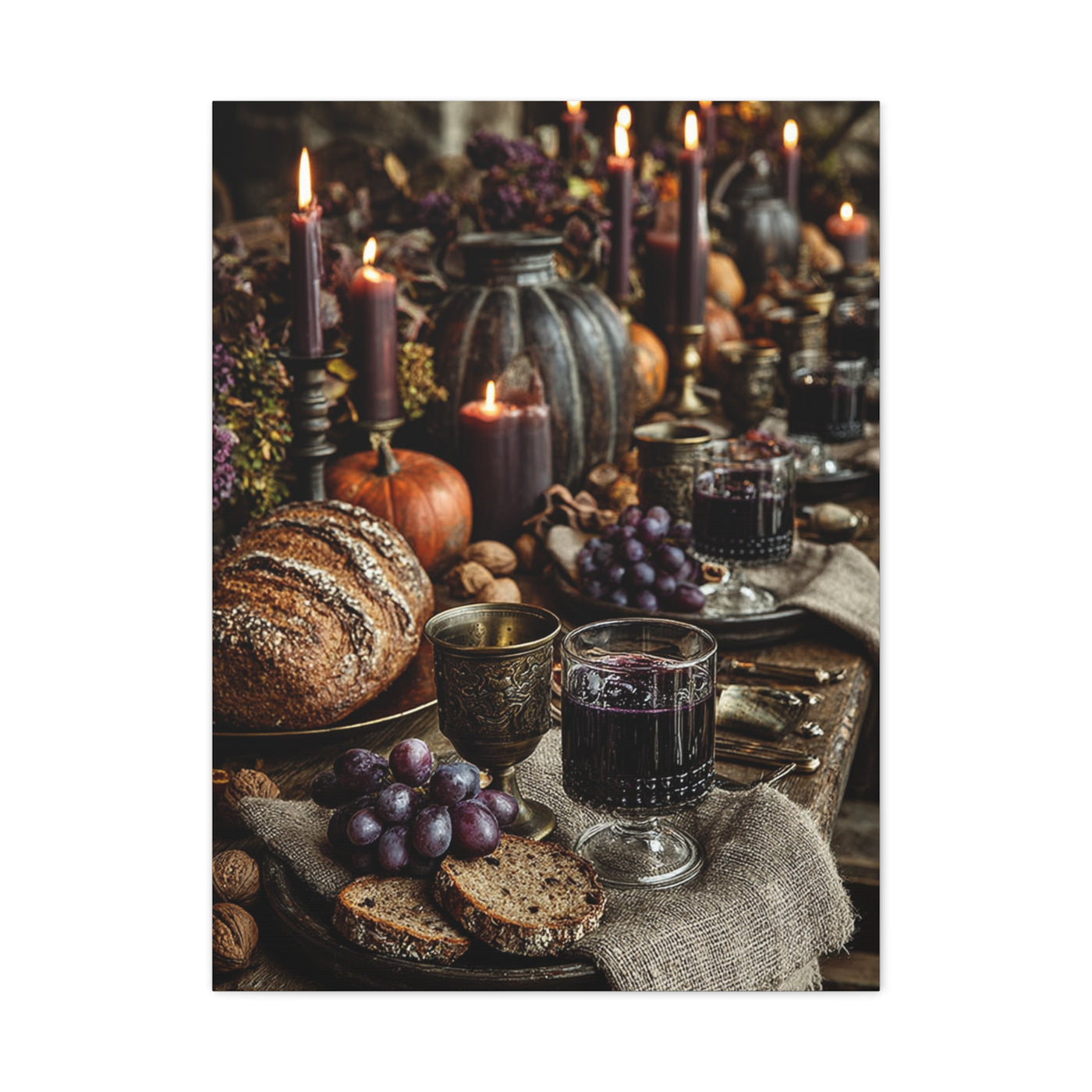 Autumn Harvest Feast Table Wall Art & Canvas Print