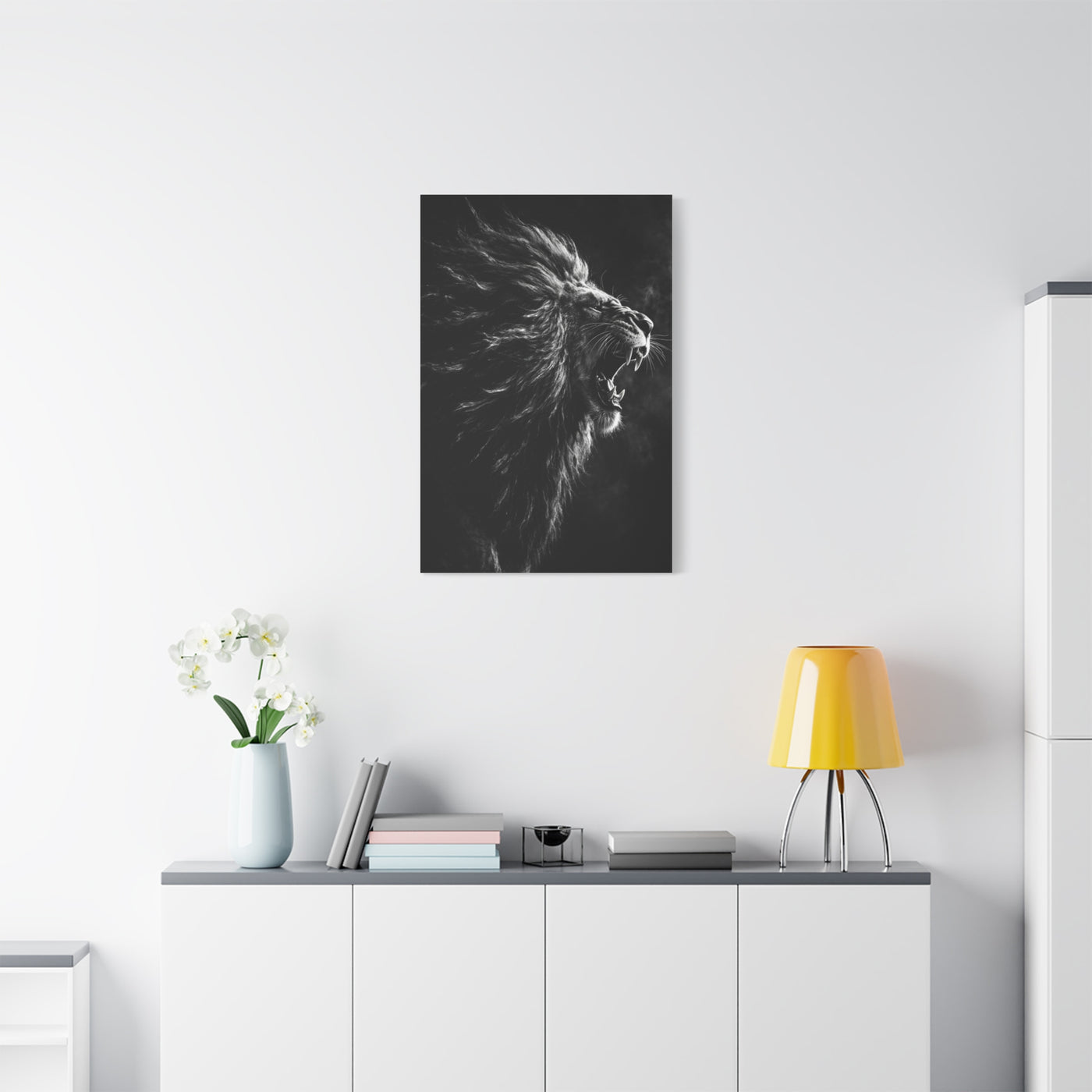Roaring Lion Monochrome Power Wall Art & Canvas Print