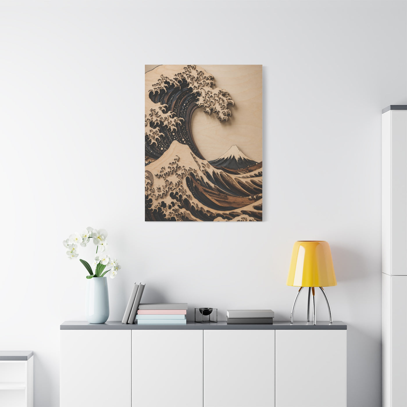 Layered Wood Great Wave Relief Wall Art & Canvas Print