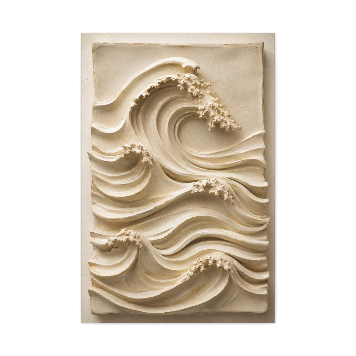 Ivory Minimal Wave Relief Texture Wall Art & Canvas Print