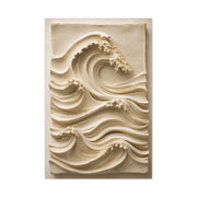 Ivory Minimal Wave Relief Texture Wall Art & Canvas Print