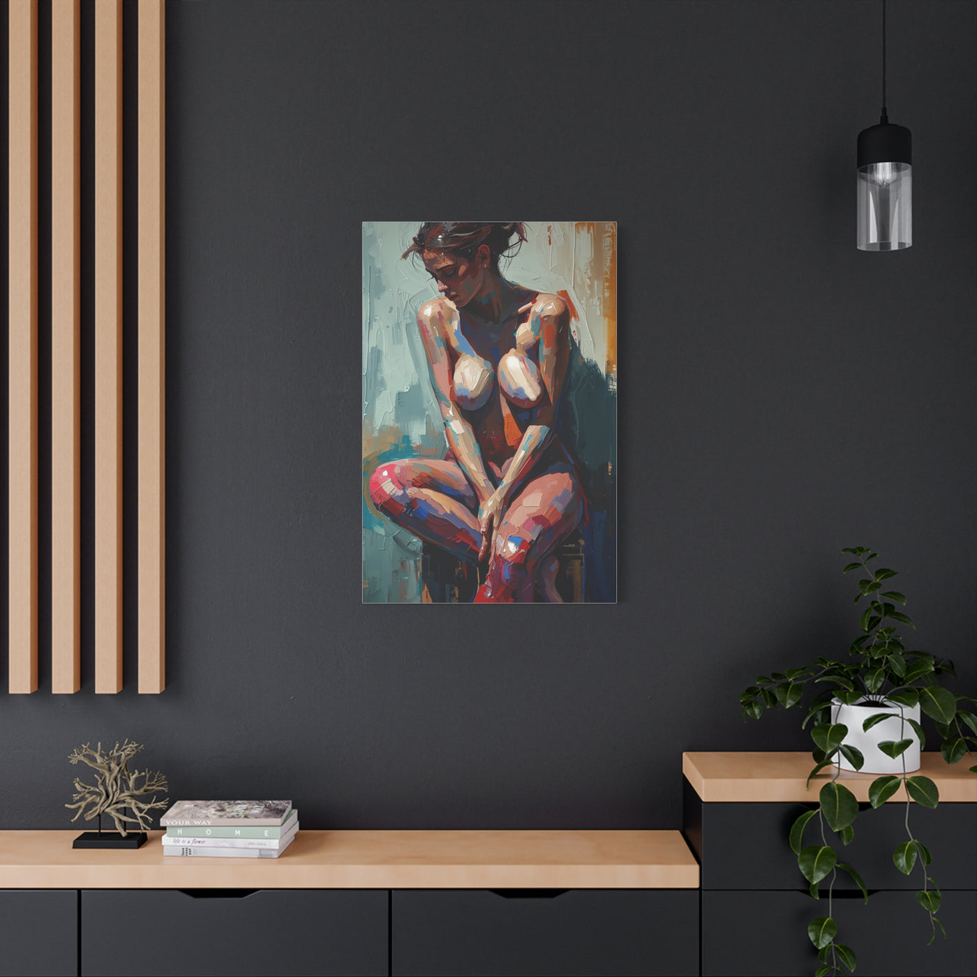 Expressive Seated Nude Color Study Wall Art & Canvas Print