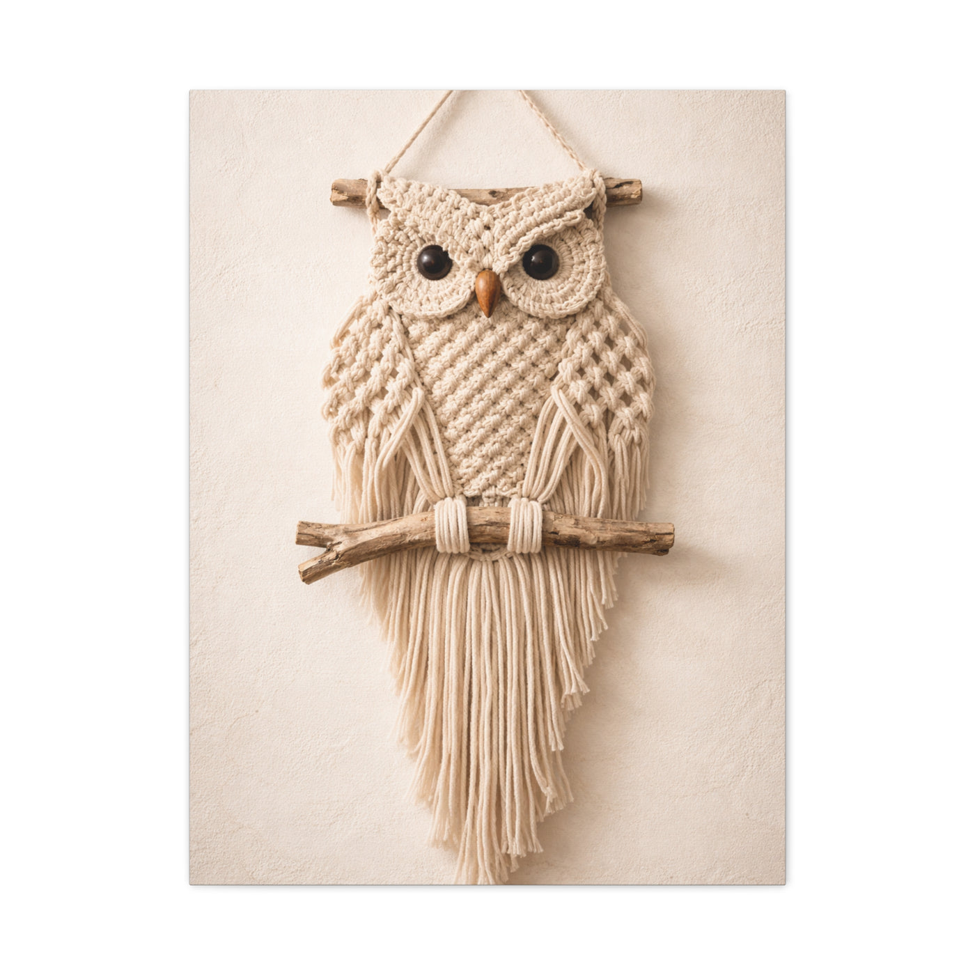 Boho Macrame Owl Textile Wall Art & Canvas Print