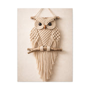 Boho Macrame Owl Textile Wall Art & Canvas Print