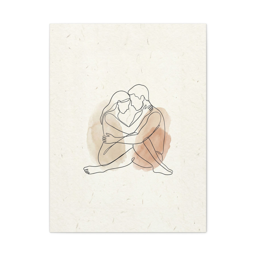 Minimal Line Art Intimate Embrace Wall Art & Canvas Print