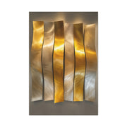 Polished Gold Panel Sculptural Wave Installation Wall Art & Canvas Print