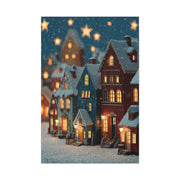 Nordic Winter Village Folk Scene Wall Art & Canvas Print