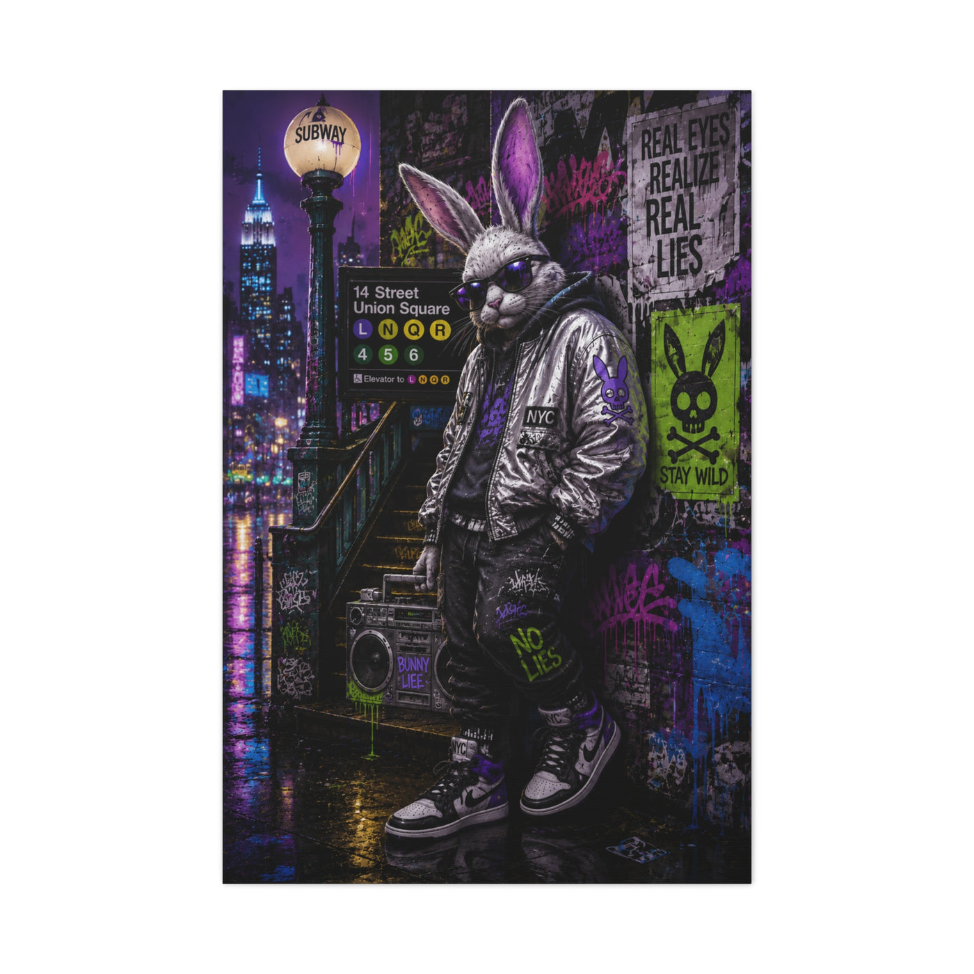 Urban Rebel Bunny NYC Street Wall Art & Canvas Print