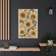 Vintage Botanical Sunflower Pattern Wall Art & Canvas Print