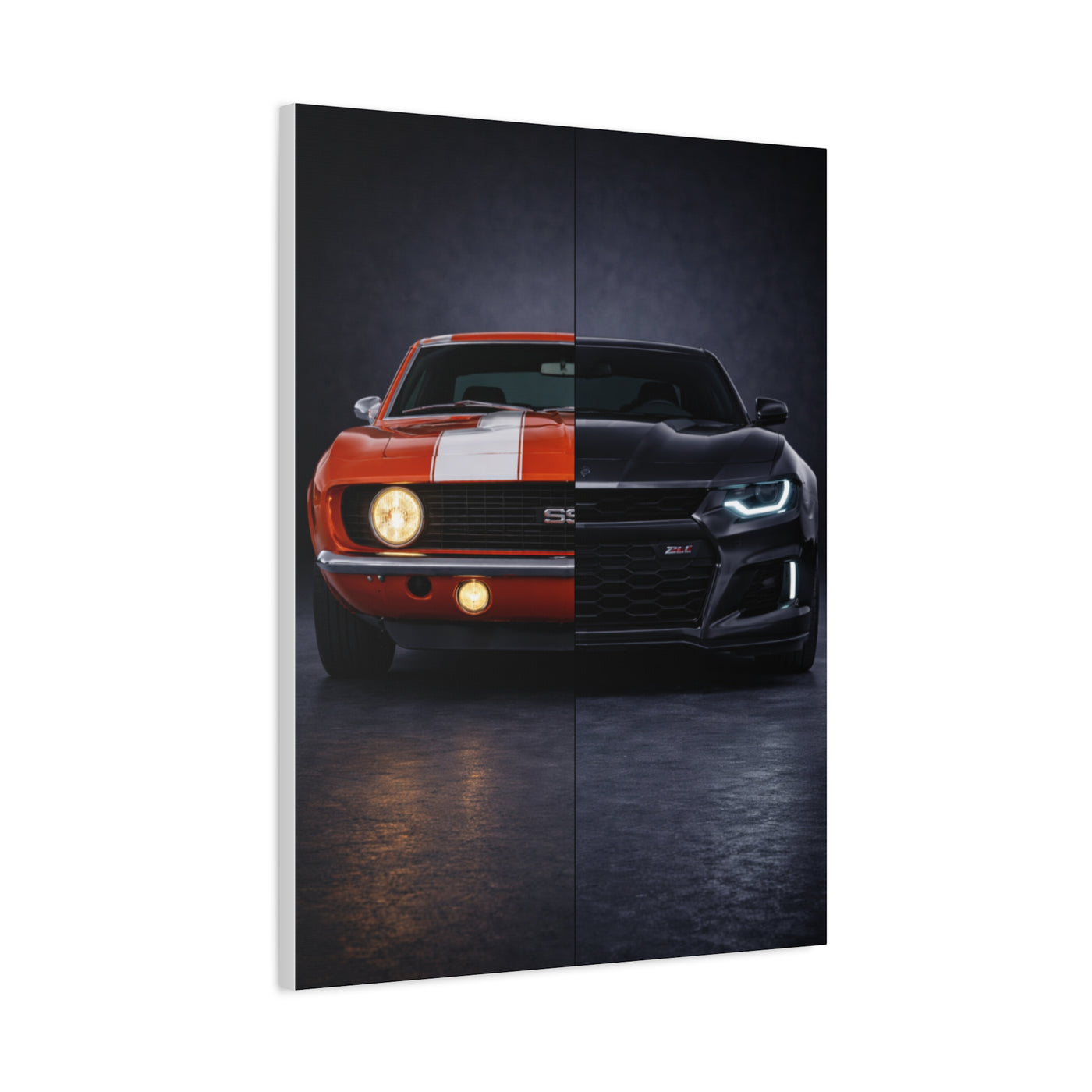 Chevrolet Camaro Split Classic SS vs Modern ZL1 Wall Art & Canvas Prints