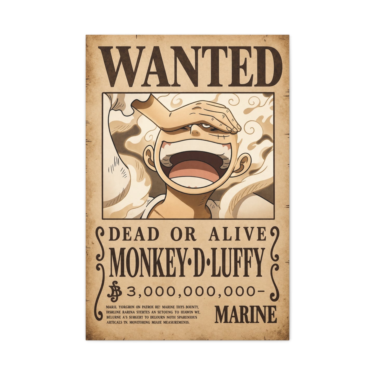 One Piece Monkey D. Luffy Gear 5 Wanted Poster Wall Art & Canvas Print