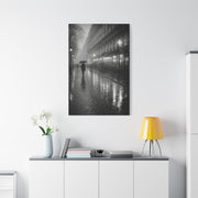 Rainy Paris Street Monochrome Wall Art & Canvas Print