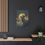 Celestial Moon Stag Wall Art & Canvas Print