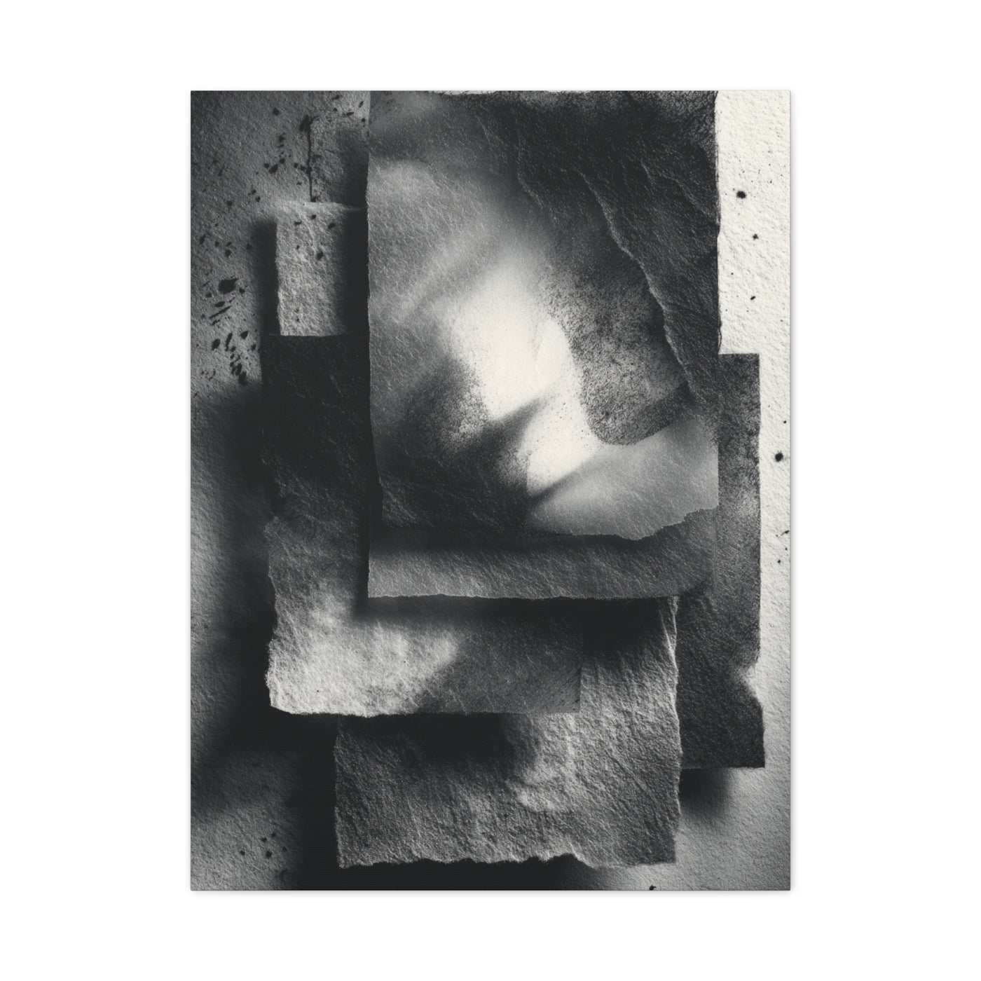 Monochrome Layered Paper Abstraction Wall Art & Canvas Print