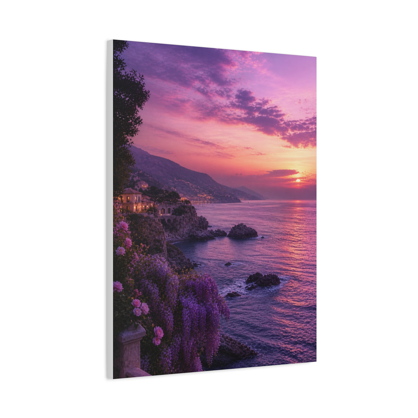 Violet Coastal Sunset Landscape Wall Art & Canvas Print