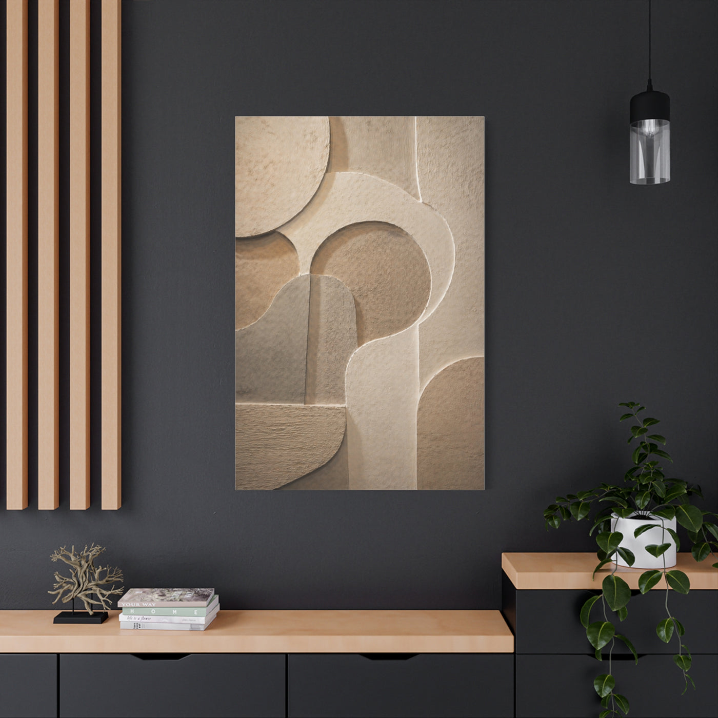Warm Neutral Plaster Relief Abstract Wall Art & Canvas Print