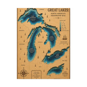 Great Lakes Bathymetric Chart Wall Art & Canvas Print