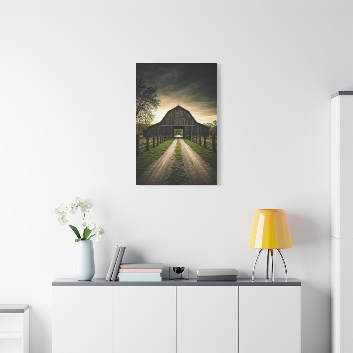 Symmetrical Drive-Through Barn Wall Art & Canvas Prints