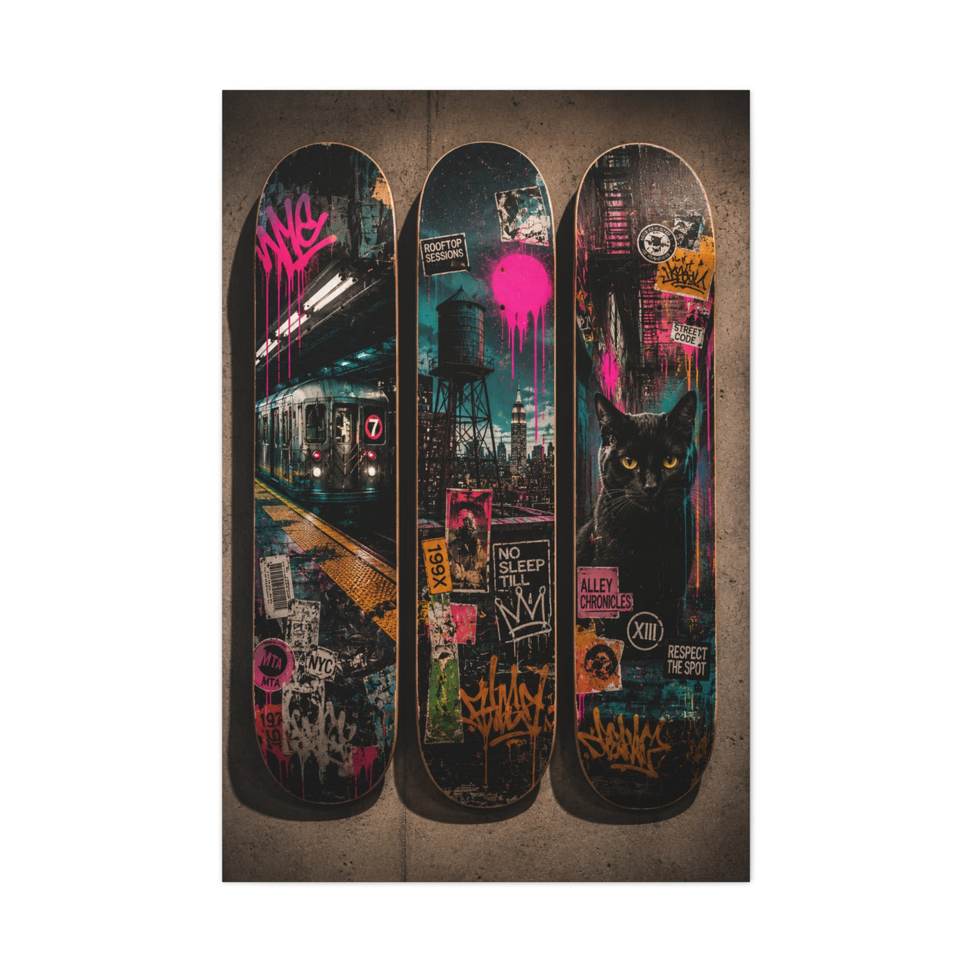 Street Culture Skateboard Deck Collection Street Wall Art & Canvas Print