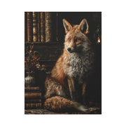 Dark Academia Fox Library Portrait Wall Art & Canvas Print