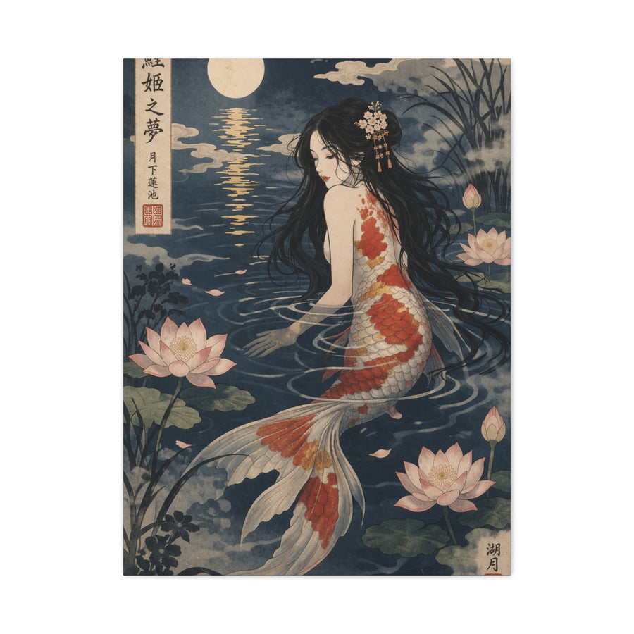 Japanese Koi Mermaid Moonlight Wall Art & Canvas Print