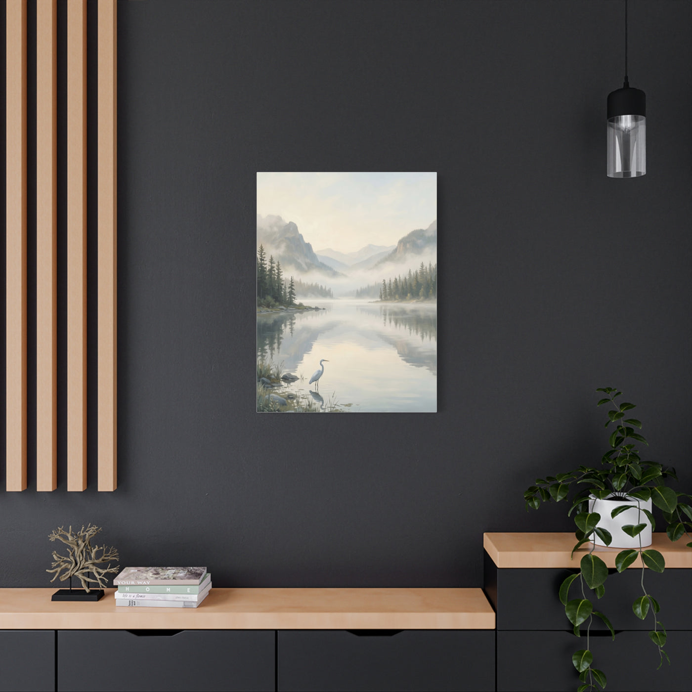 Be Still Mountain Lake Scripture Wall Art & Canvas Print