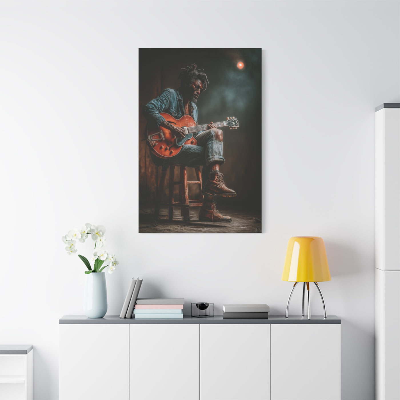 Acoustic Blues Session Portrait Wall Art & Canvas Print