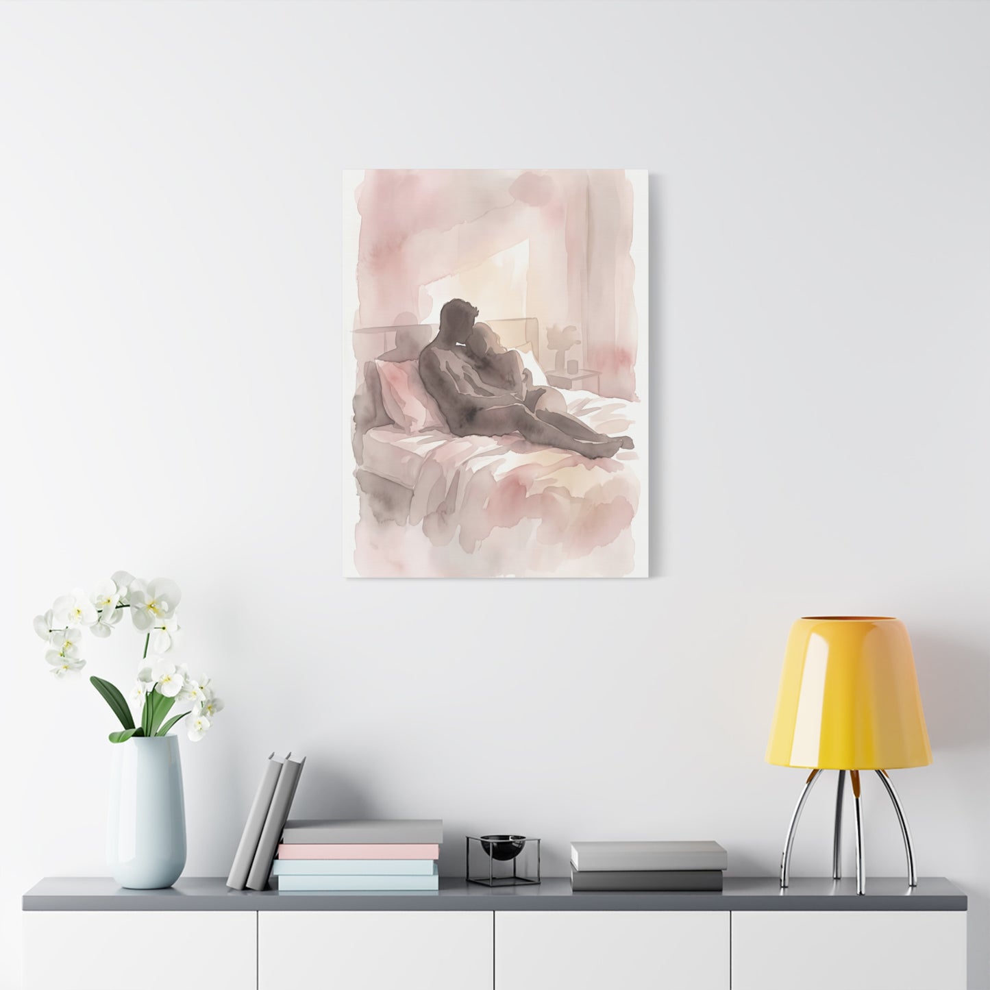 Abstract Bedroom Silhouette Romance Wall Art & Canvas Print