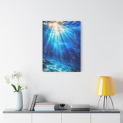 Sunlit Underwater Light Rays Ocean Scene Wall Art & Canvas Print