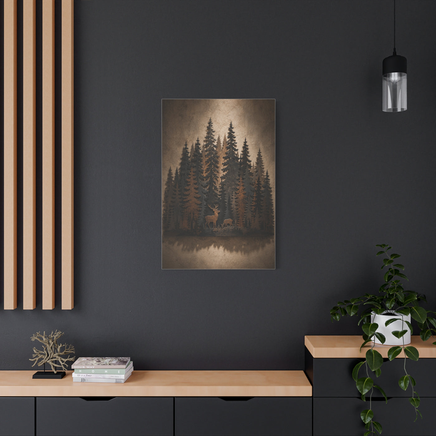Forest Wildlife Silhouette Scene Trees Wall Art & Canvas Print