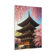 Traditional Japanese Pagoda With Cherry Blossoms Wall Art & Canvas Prints