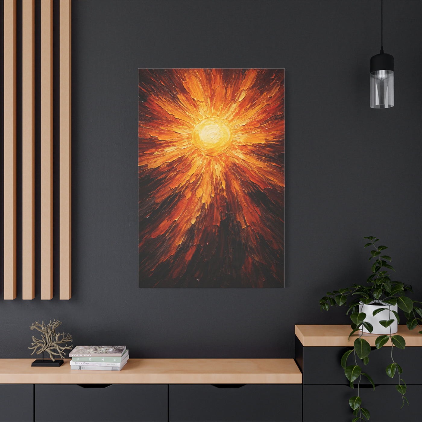 Radiant Solar Burst Impasto Wall Art & Canvas Print